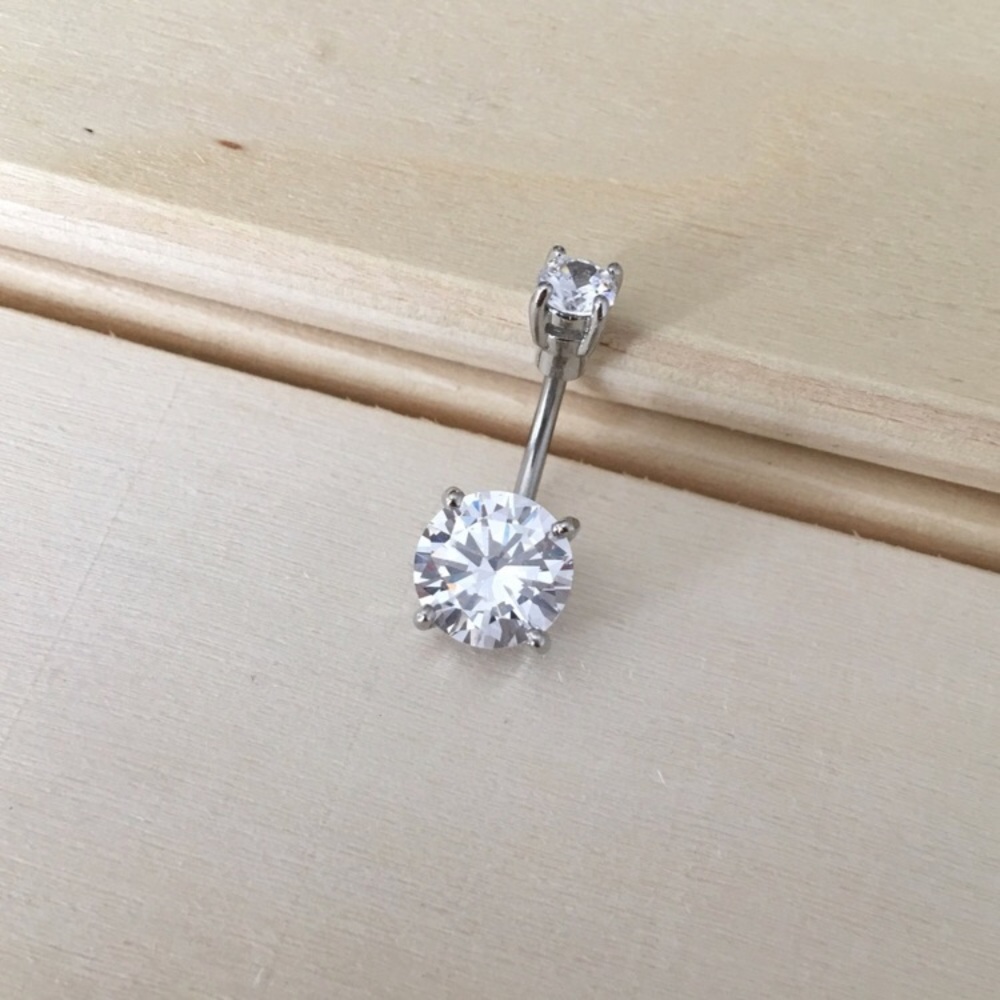 Silver belly button ring